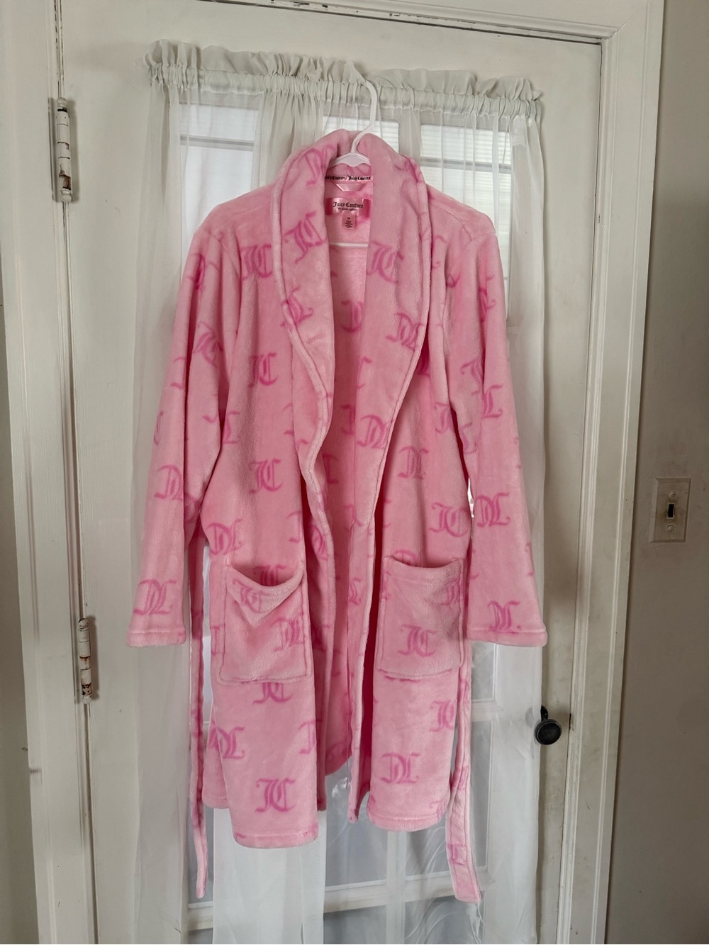 Juicy Couture Pink Plush Logo Robe Coat